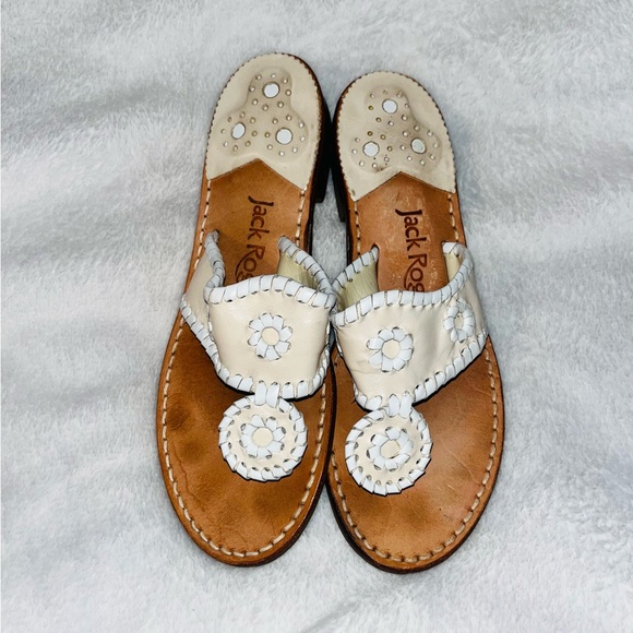 Jack Rogers Whipstitch Flat Leather Sandals - Picture 2 of 7